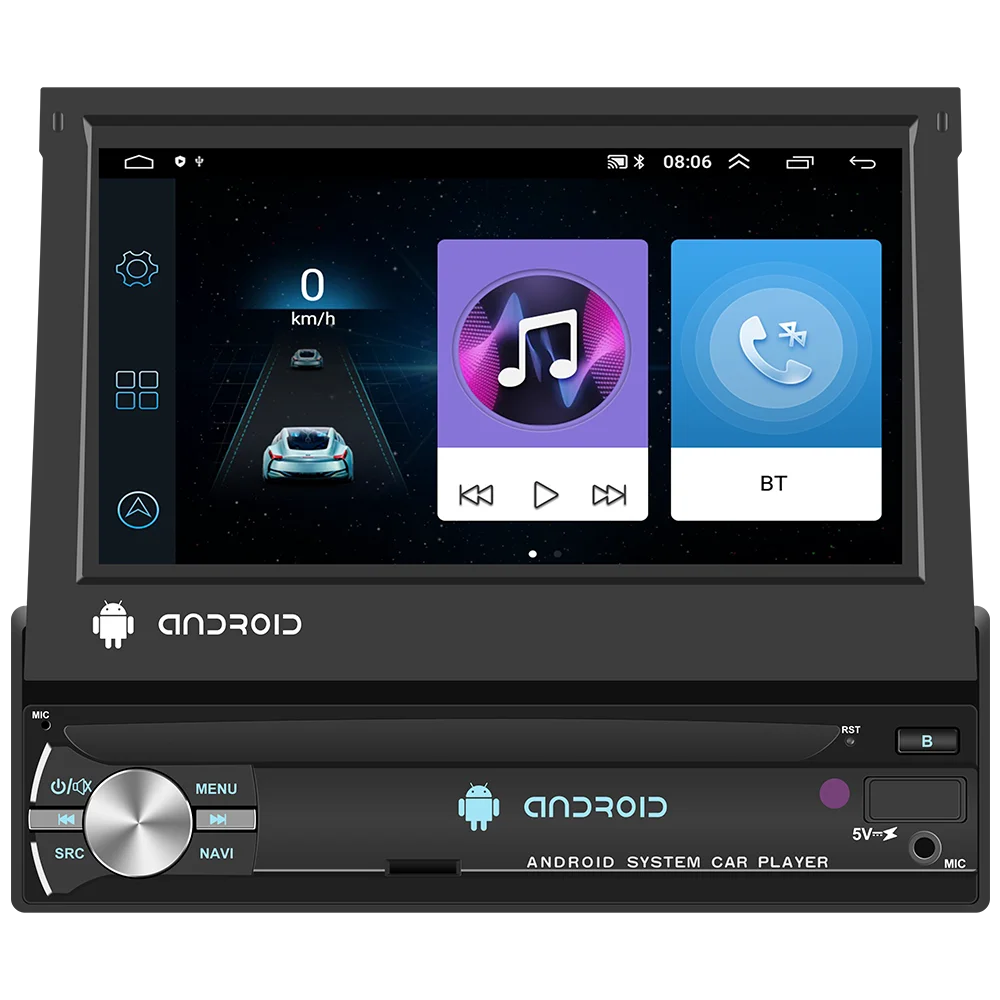 Universal 1 Din Android 10 Car Radio Autoradio 7" Retractable Touch