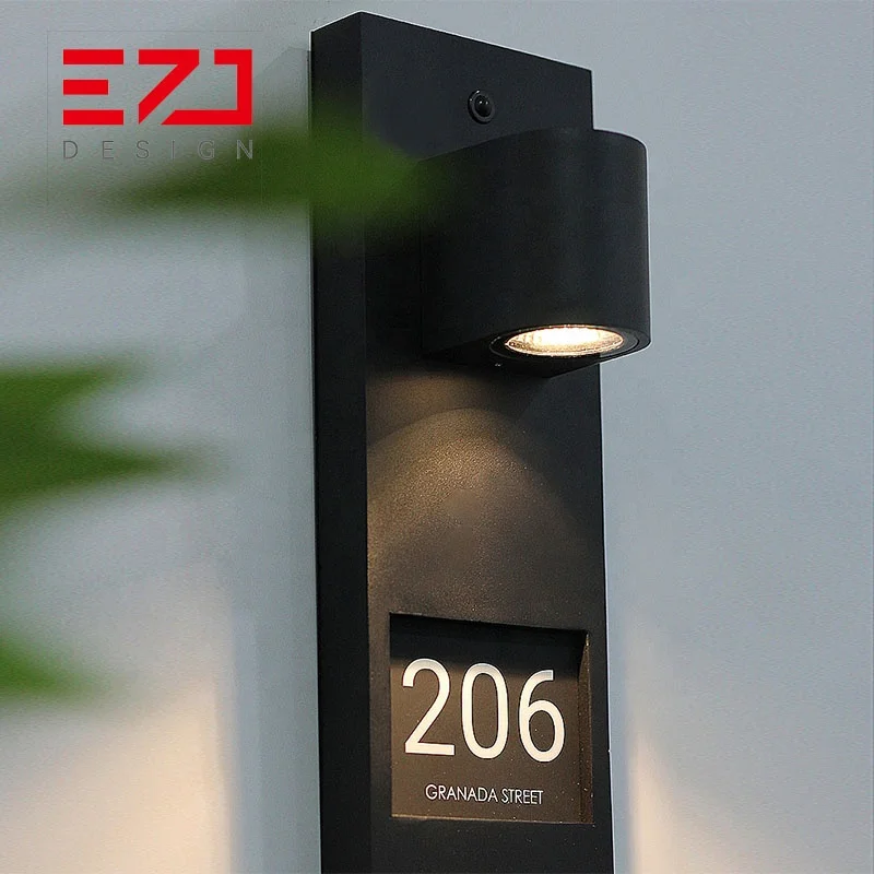 EZD Custom LED Light Wall Mounting House Room Number Door Name Plate Hotel Sign