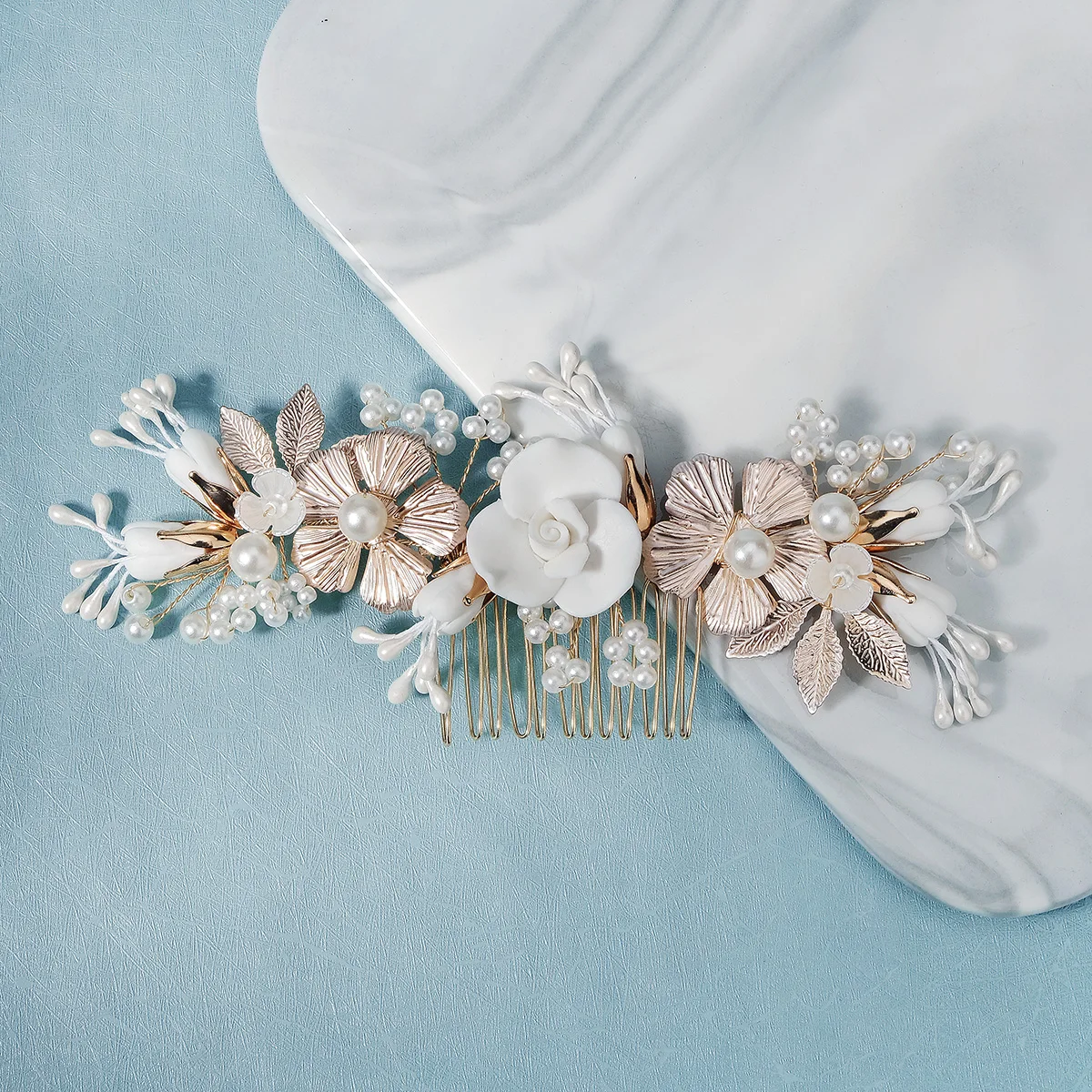 Luxury Ceramics Flower Headpieces Prom Bridal Wedding Hair 