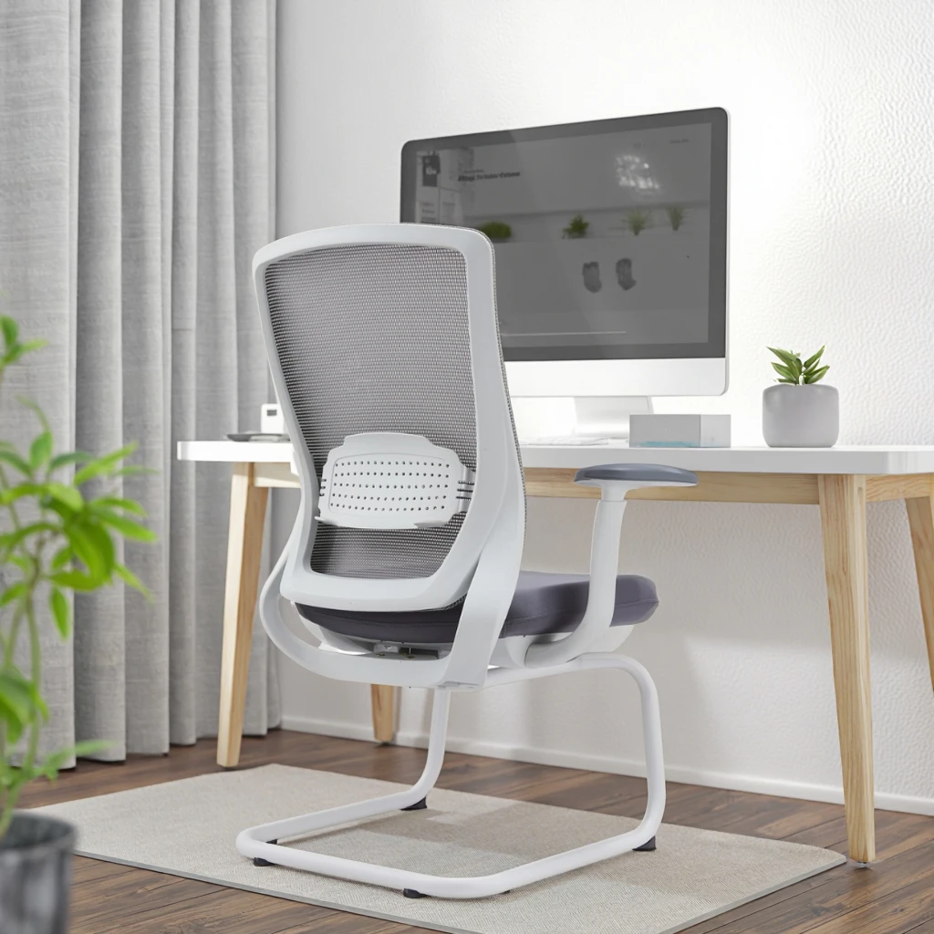 Simple Design Steel Frame Chair Adjustable Lumbar Support Compact Structure Home Office 4