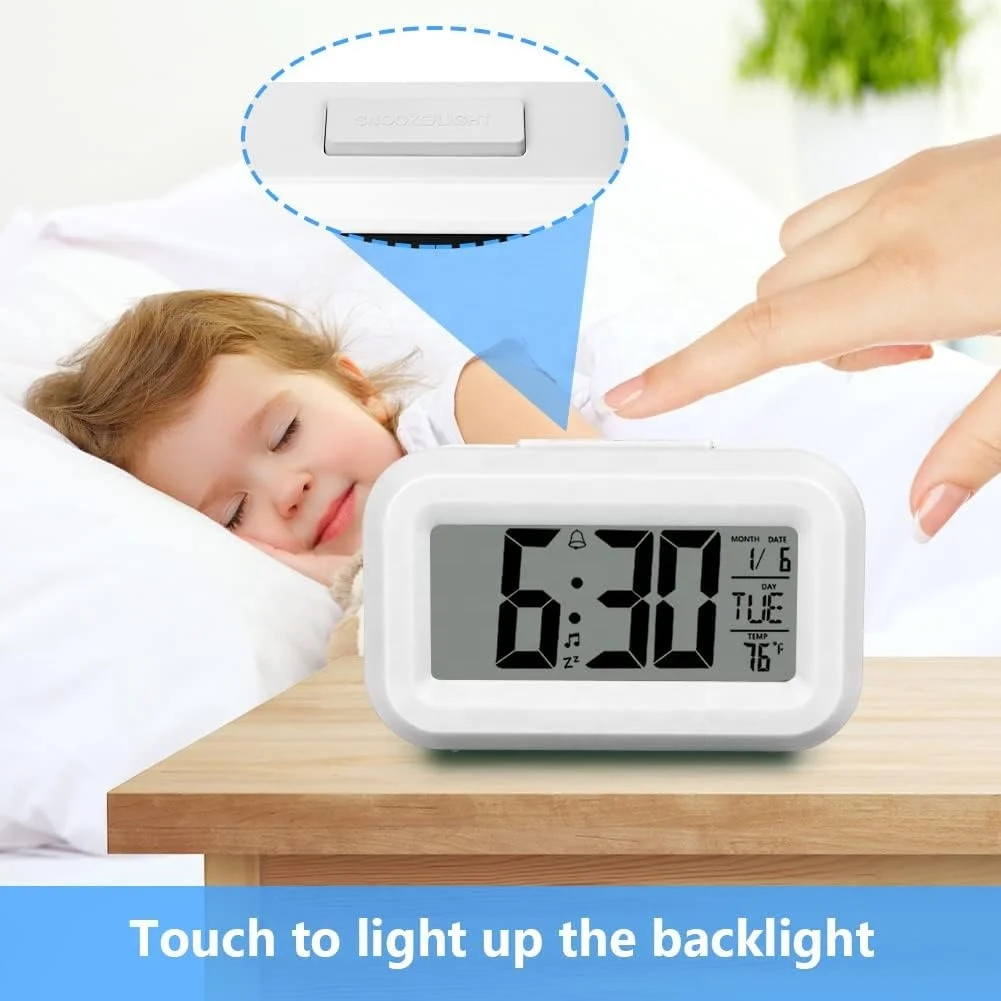 7 Week Language Display Mini Digital Alarm Clock Desktop Clock for Home Office Backlight Snooze Calendar