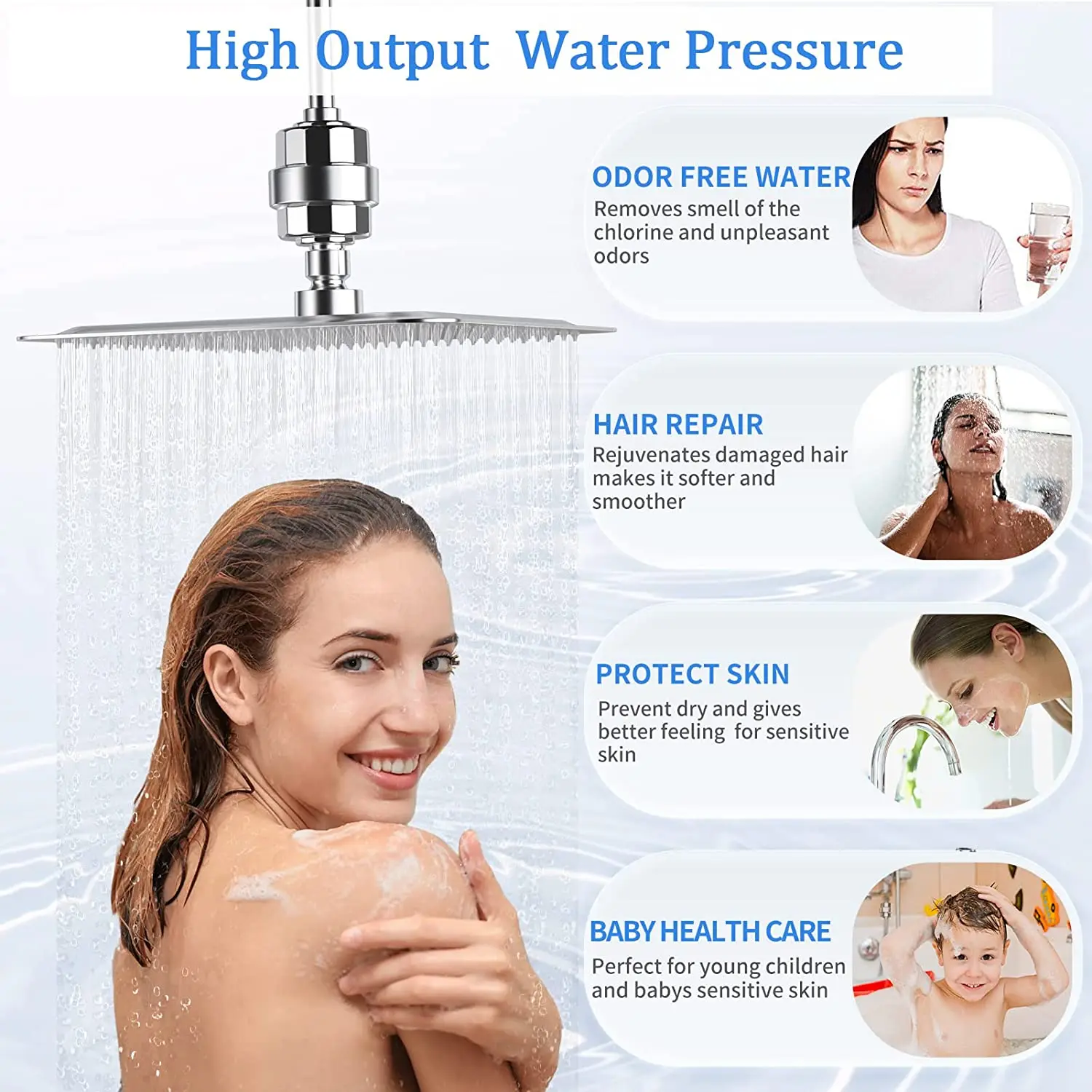 10 12 15 Stages Shower Head Water Filter High Output Revitalizing Shower Filter For Hard Water 