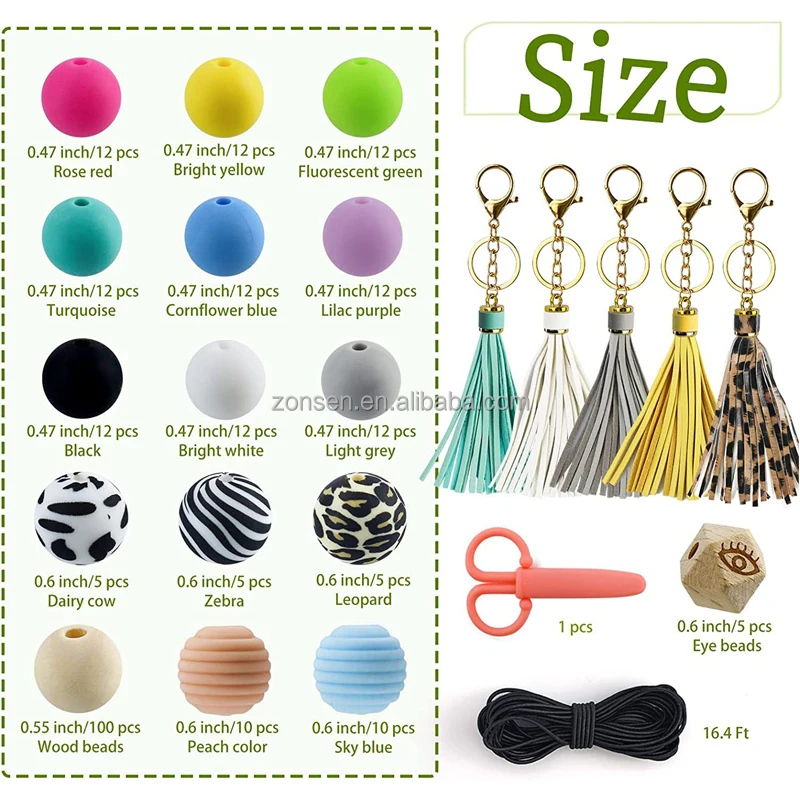 Wholesale 100Pcs Silicone Beads 15mm Round Silicone Bead Bulk Colorful  Silicone Bead Kit for Keychain Jewelry DIY Crafts Making 