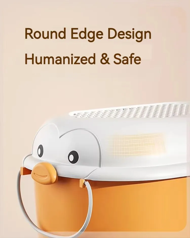 Detachable Cute Cartoon Duck Plastic Storage Box With Lid Baby's Toys Storage Box Featuring Wheels & Handle factory