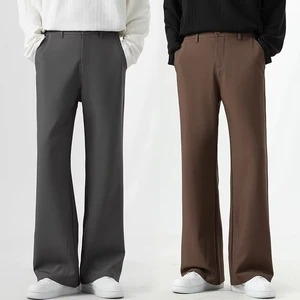 Small Flared Version Men's Casual Pants Fashion Korean Loose Elastic Drape Business Office Solid Color Suit Trousers