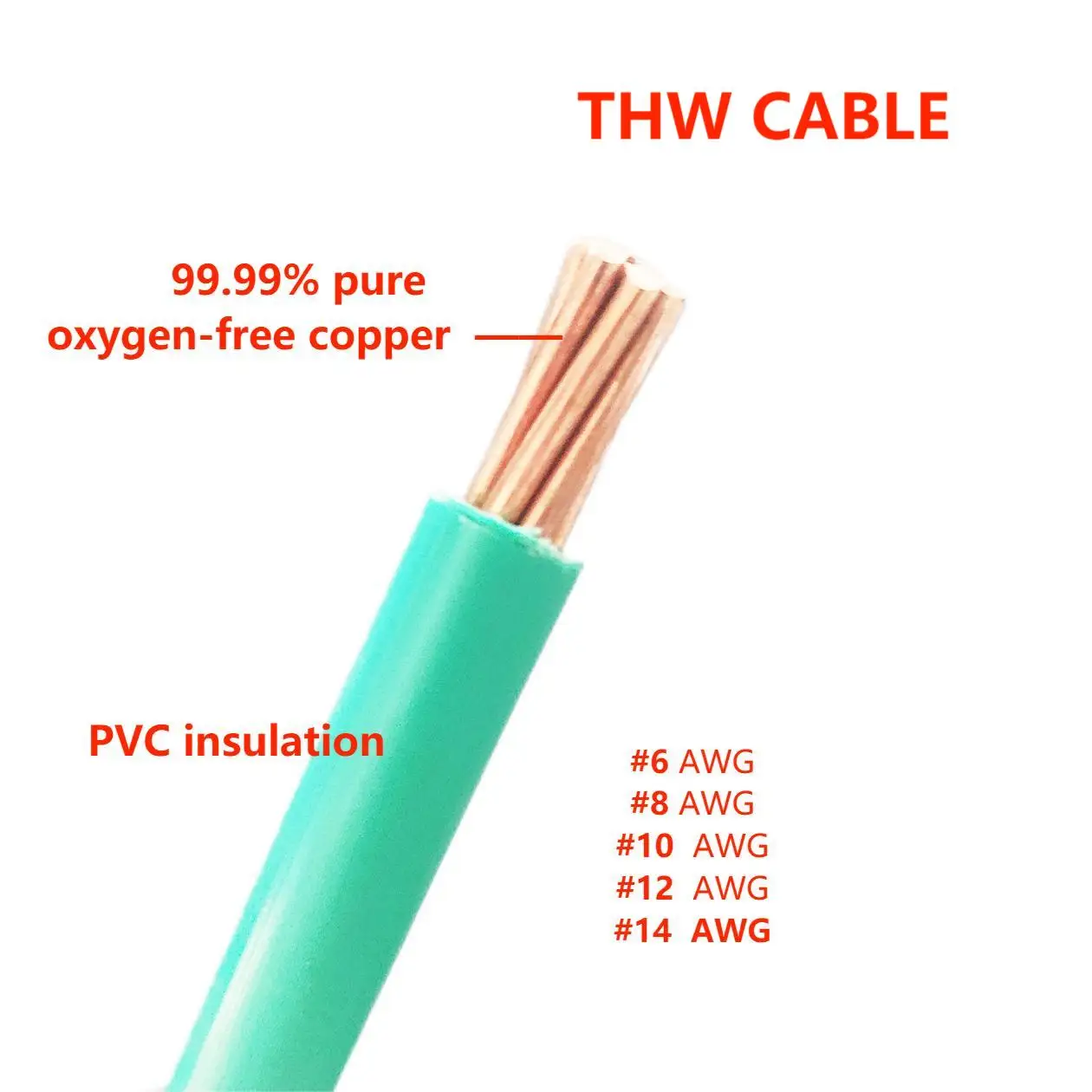 Thw Thwn Thhn Cable Wire Flexible Cable Stranded Copper Size Awg 4 6 8 ...