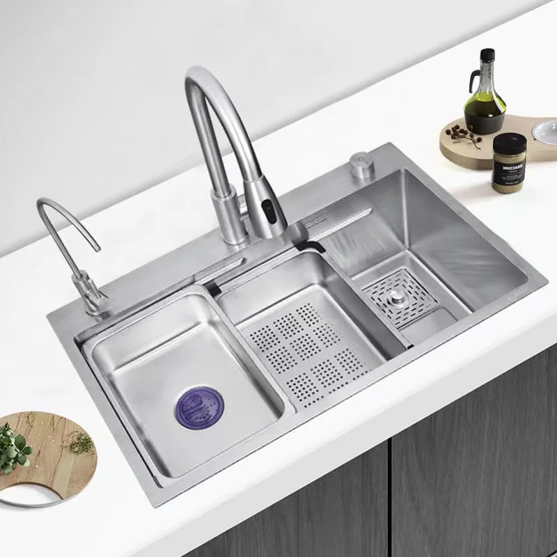 Ss Silver Color 304 Stainless Steel Nano Kitchen Home Farmhouse Basin