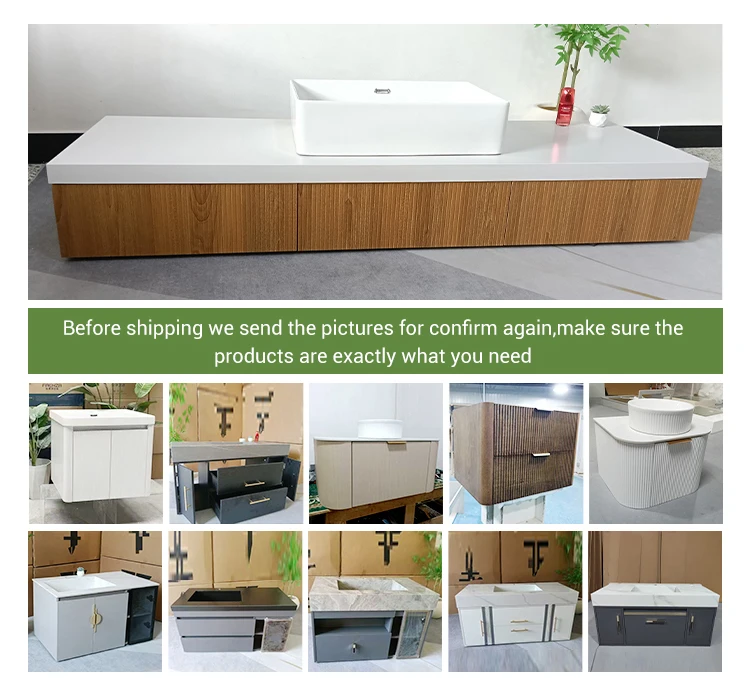 product wholesale luxury floor standing bathroom cabinet soild wood curved bathroom vanity set with round mirror-18