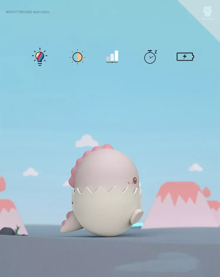 Creativity Squishy Eggshell Dinosaur Shaped Led Lamp Animal Silicone