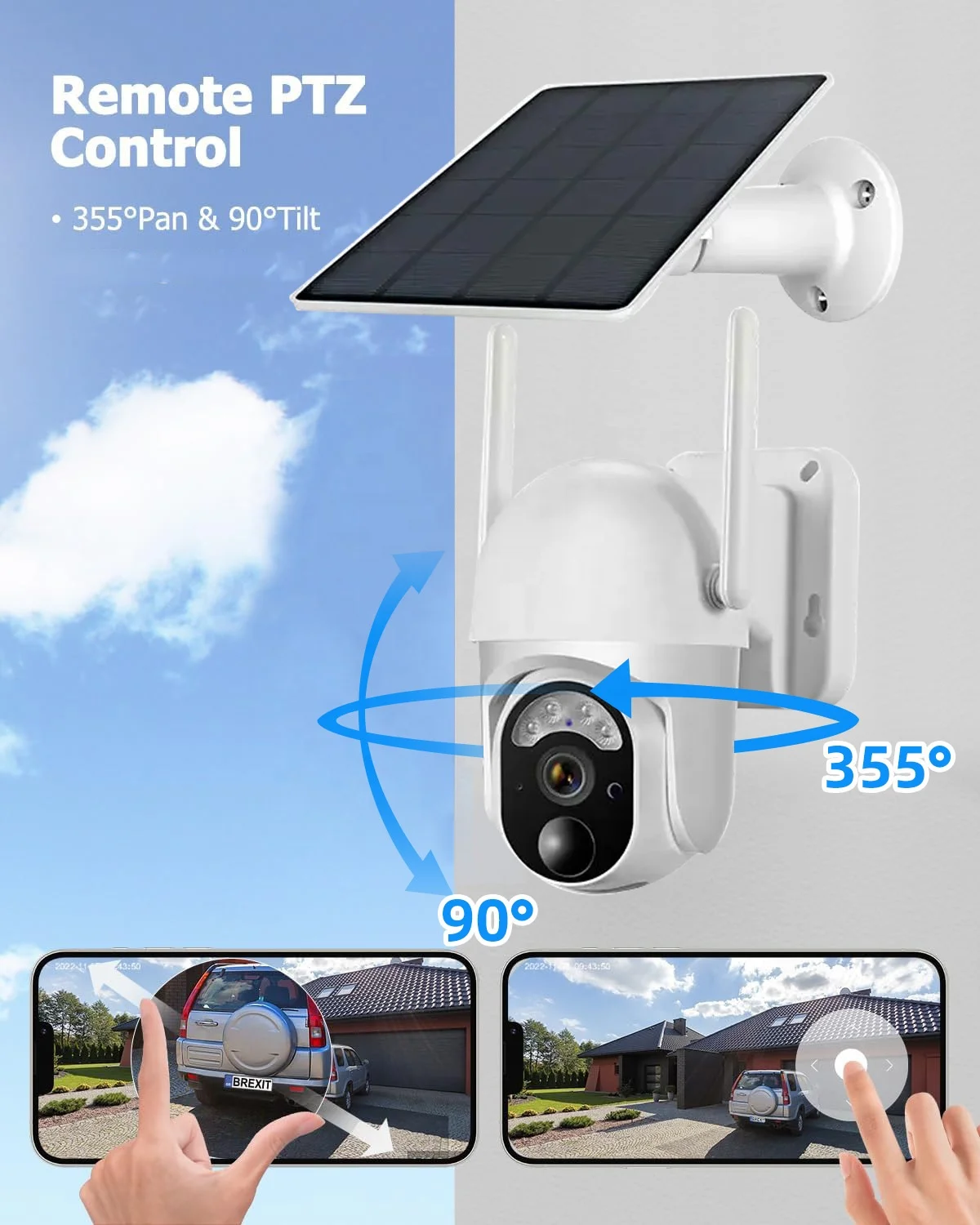 Powered Smart Surveillance Rotating Ip Ptz Solar System Wireless Cctv Wifi Outdoor System Home Security Cameras for the House