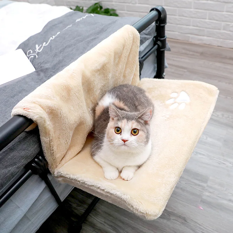 Hot Sell High Scratch Resistant Metal Stands Easy to Assemble Cat Hanging Beds Pet Hammock for Cats with Fleece Mat