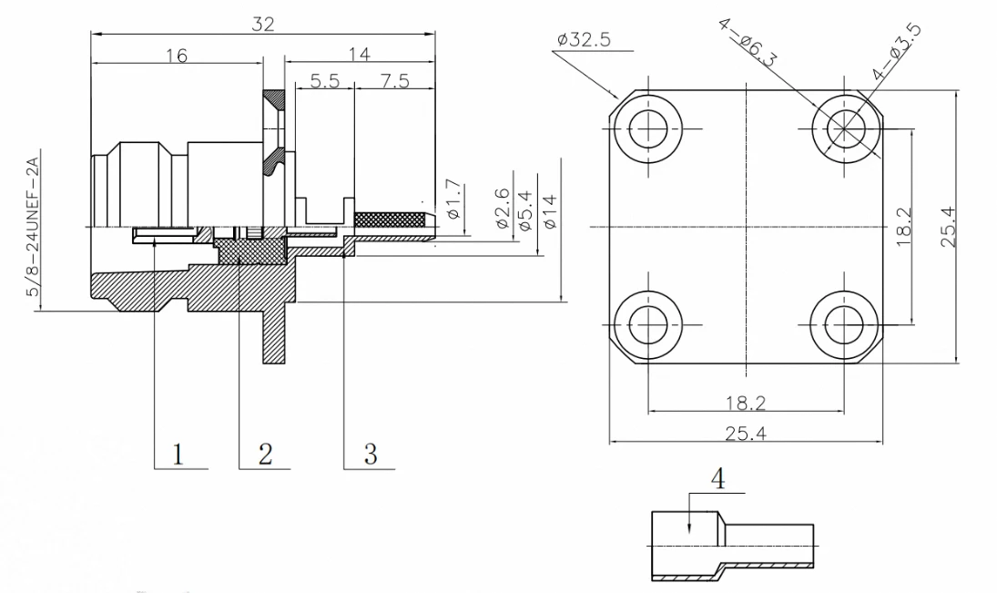 product n kf15 coaxial connector n female flange connector for rg174 rg316 coaxial cables-4