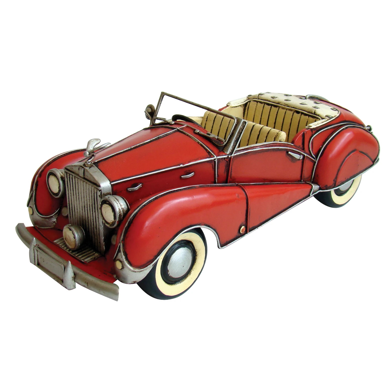 1947 Rolls Royce Red Wraith Model Car - Metal Antique Style