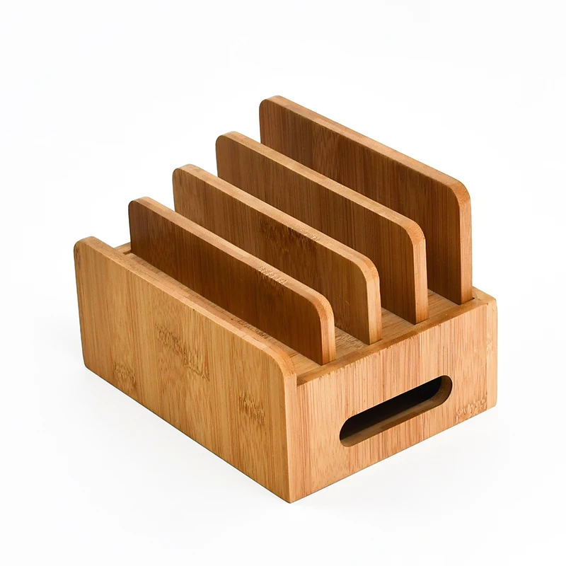 WDF Factory Wholesale mobile phone bamboo charging dock stand station phone organizer stand holder bamboo charging station details