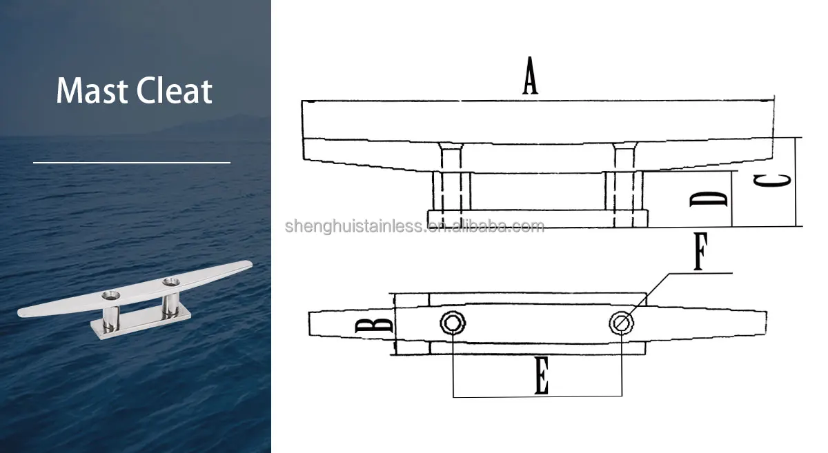 product boat accessories stainless steel 316 boat mast deck mooring cleat 6 150mm marine hardware factory-2