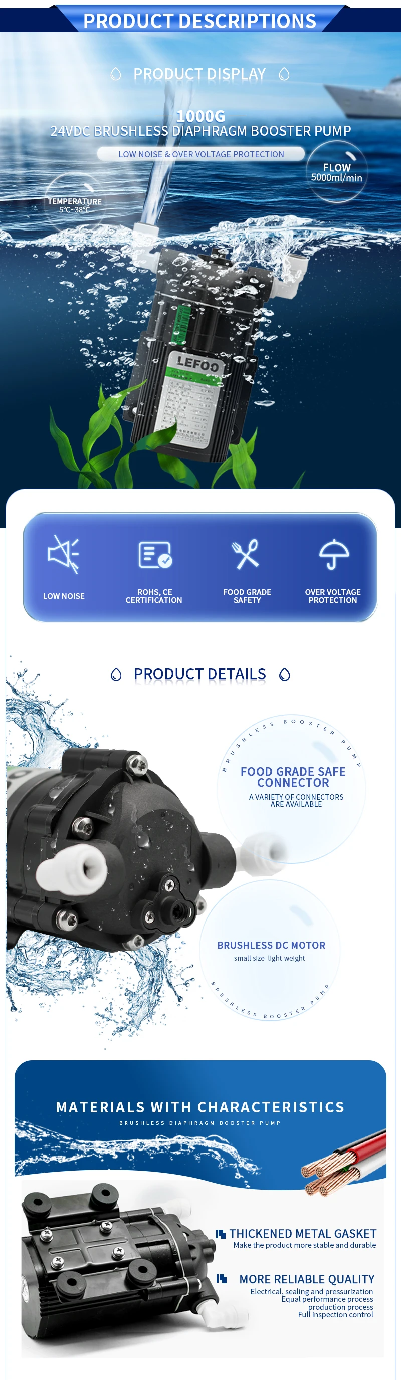 Booster Pump & Adapter For 100 GPD Reverse Osmosis System