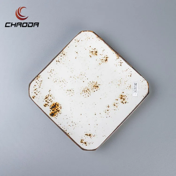セラミックスクエアデザートプレートレストラン8/10インチ磁器