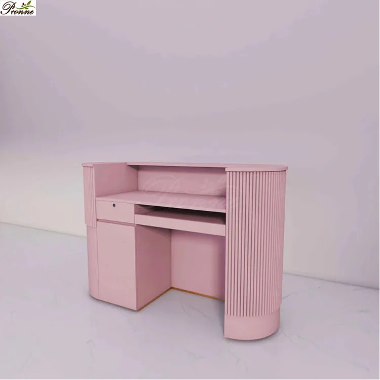 モダンデザインの小さな店舗向け美容室レジカウンター/ピンクの受付