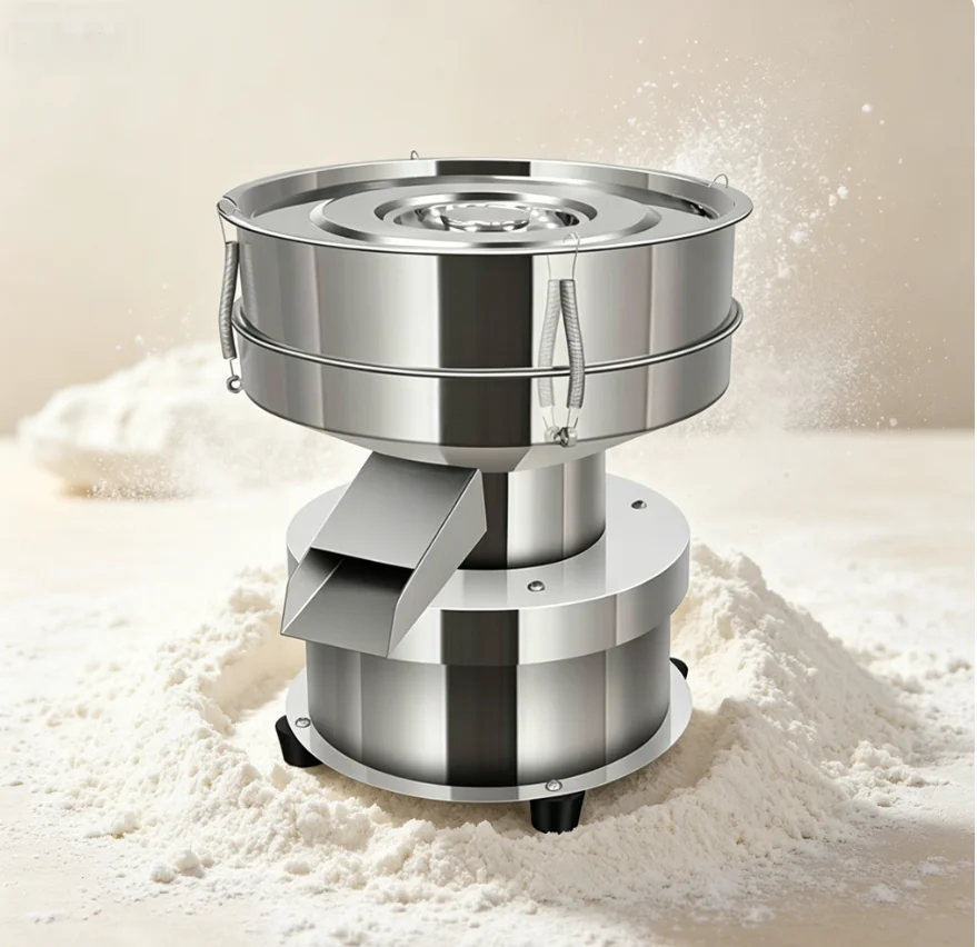TEBAK Stainless Steel Small Vibrating Screening Machine Electric Vibrating Sieve for Wood Powder & Powder Filtration