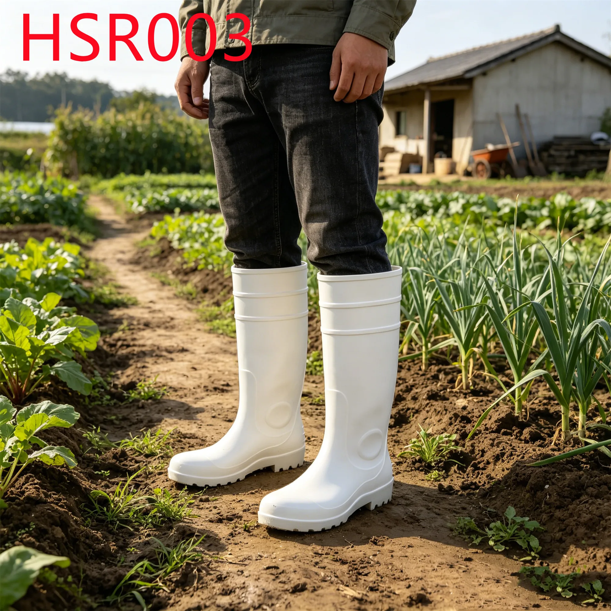 YYR,Wet Muddy Farm Waterproof High-cut SRC Standard Rainboots All-season Suitable PVC Integral Molding Rubber Boots HSR003