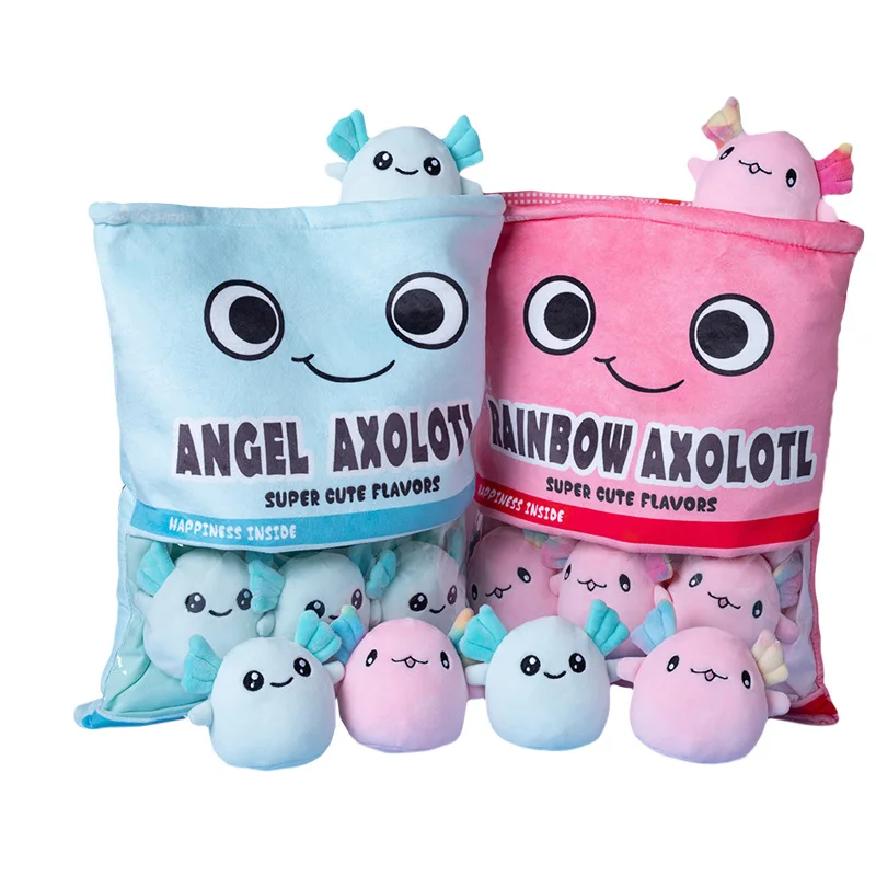 Creative Axolotl Snack Plush Toy Pillow Stuffed Plush Axolotl Toy Animals Custom Design Axolotl Snack Plush Toys