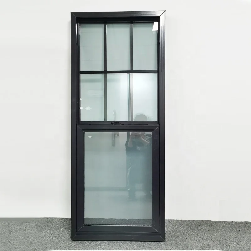 Minglei american style pvc single hung black vinyl windows