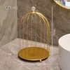 Gold-plated, tall single-layer tin birdcage