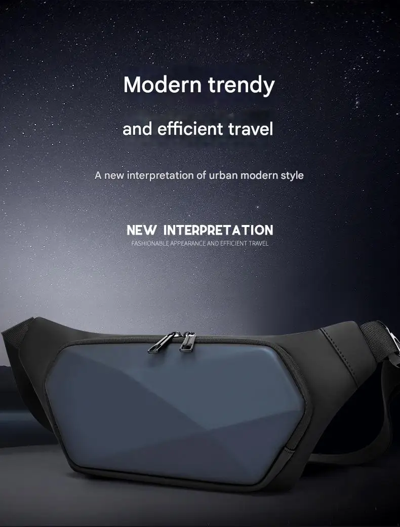 Men's New EV Shaped Waist Bag Fashionable Leisure Shoulder & Small Backpack Trendy Motorcycle Luggage & Saddlebags