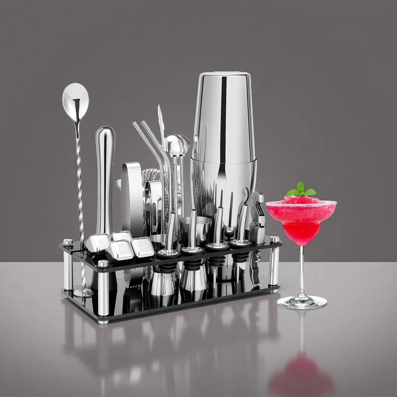 Professional Stainless Steel Customized Bartender Kit Cocktail Shaker Set Reusable Multi-Capacity Wine Cocktail Tools Customized