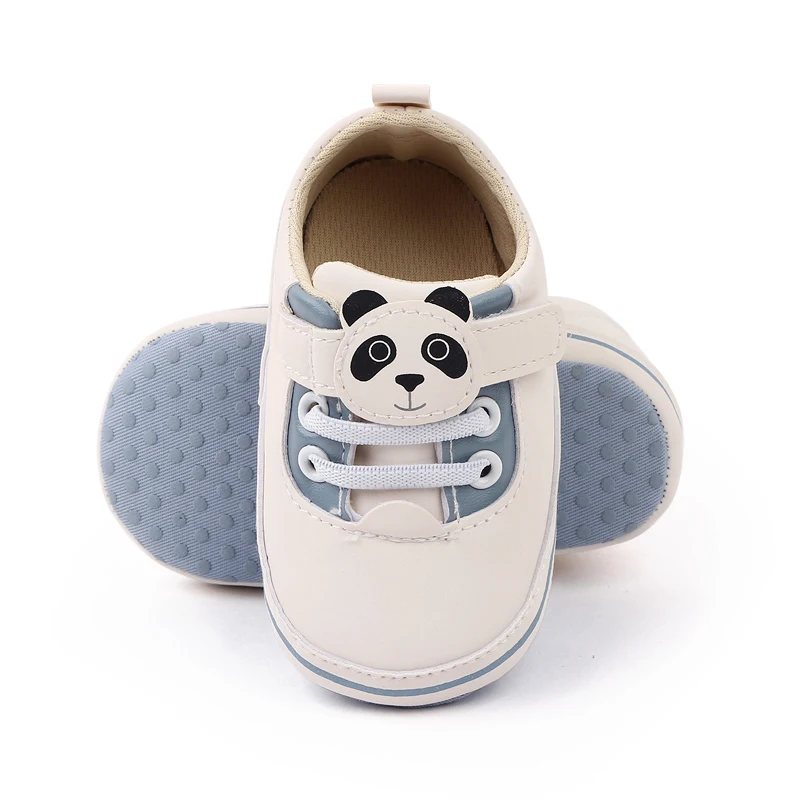 Cute Panada Design Hook&loop Soft Leather PU Baby Toddler Boys and Girls Shoes Newborn Infant Unisex Shoes manufacture