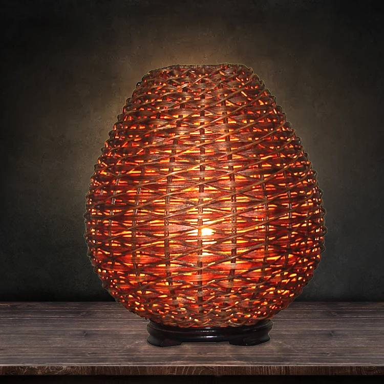 Современная ротанговая, Бамбуковая настольная лампа для домашнего украшения