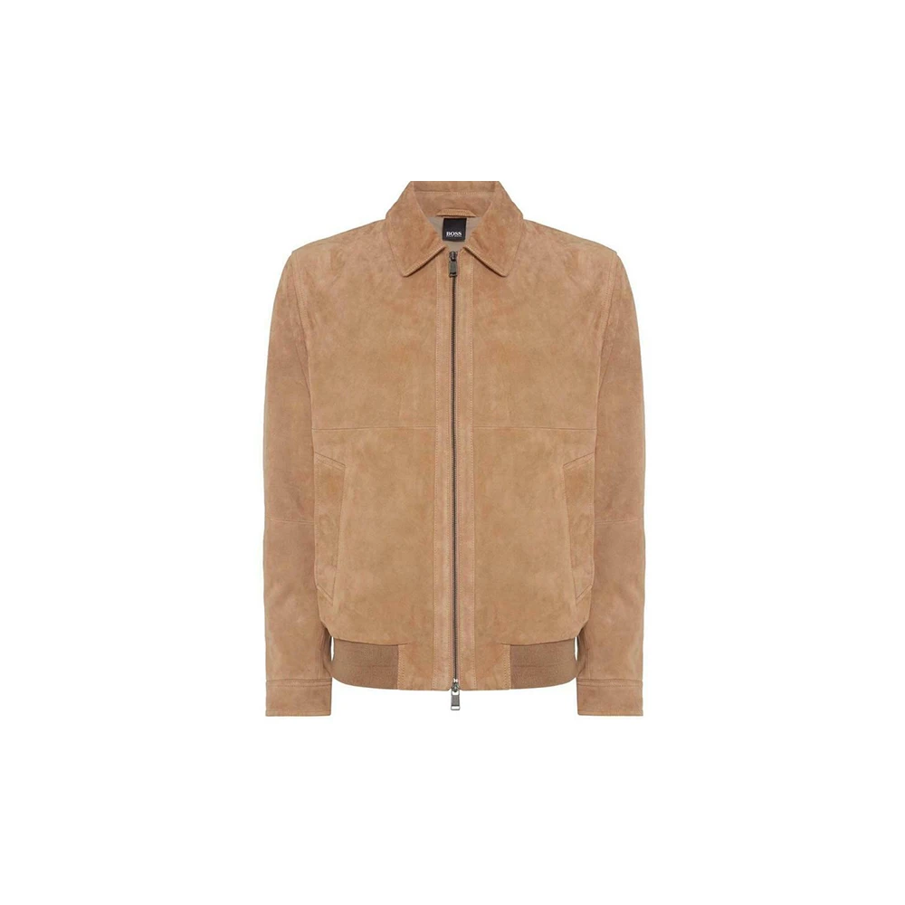 Latest Design Men Suede Leather Jacket Brown/Customize Brown Suede Genuine Leather Jacket/Top Quality Suede Jacket Shirt Collar