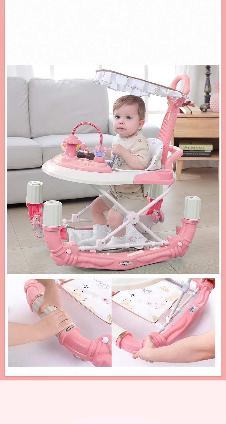 Multifunctional Push Walker for Kids Baby Roller with Wheels and Seat Learning Walk Toy