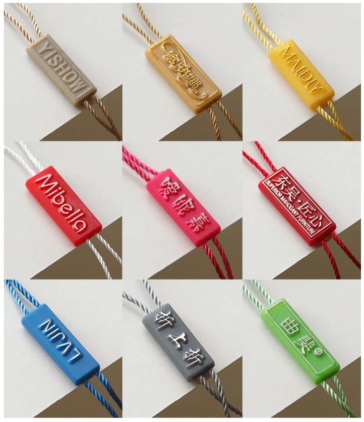 Custom Snap Label Fasteners Embossed Logo Swing Loop Hang Tags Seal