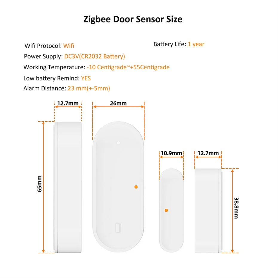 Zigbee图雅智能车门传感器车窗传感器实时检测开关车门传感器