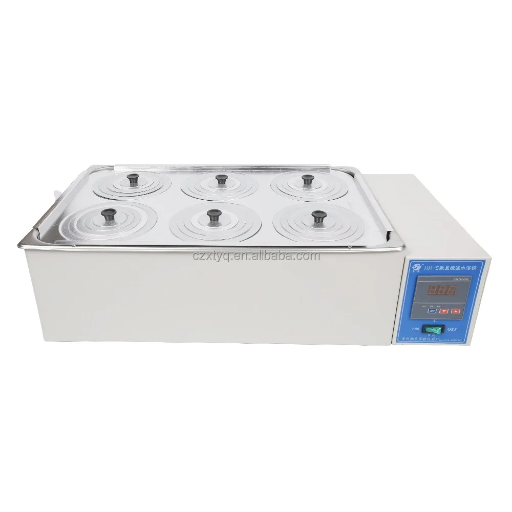 Lab Digital Display Thermostatic Water Bath,Corrosion Resistant Stainless Steel Liner,6L Capacity,2 Openings,110V 