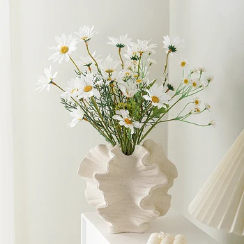 Nordic Style Beige Black Ceramic Vase Creative Coral Shaped Modern Decoration Vases Ceramic Flower Vase for Home Decor