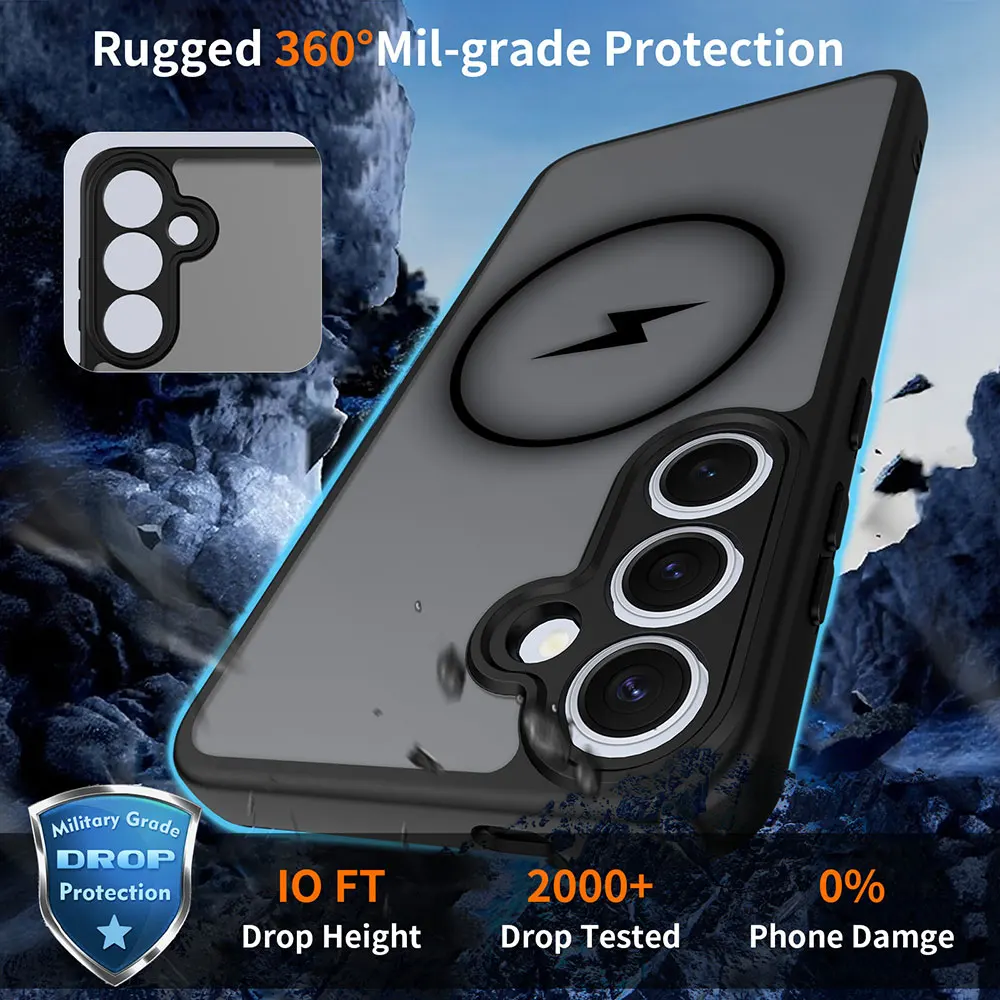 product laudtec magnetic for galaxy s25 case 16ft drop resistant matte skin feeling back cover shockproof slim cellphone-3