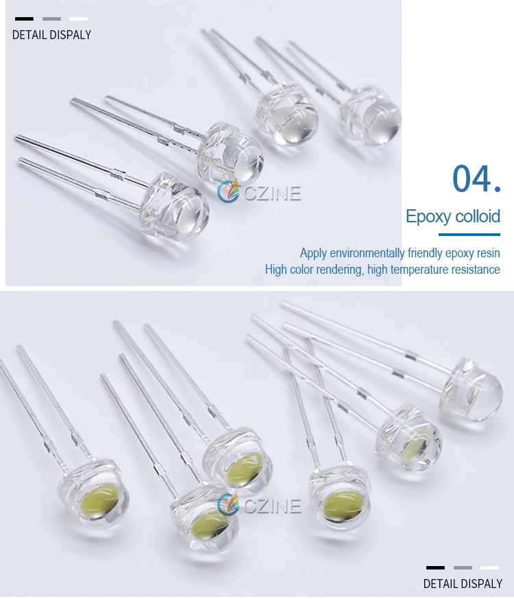 thumbnail image 2 of 1000pcs 5mm Orange Water Clear Super Bright LED – Round, 2-Pin, High Power 2 of 6