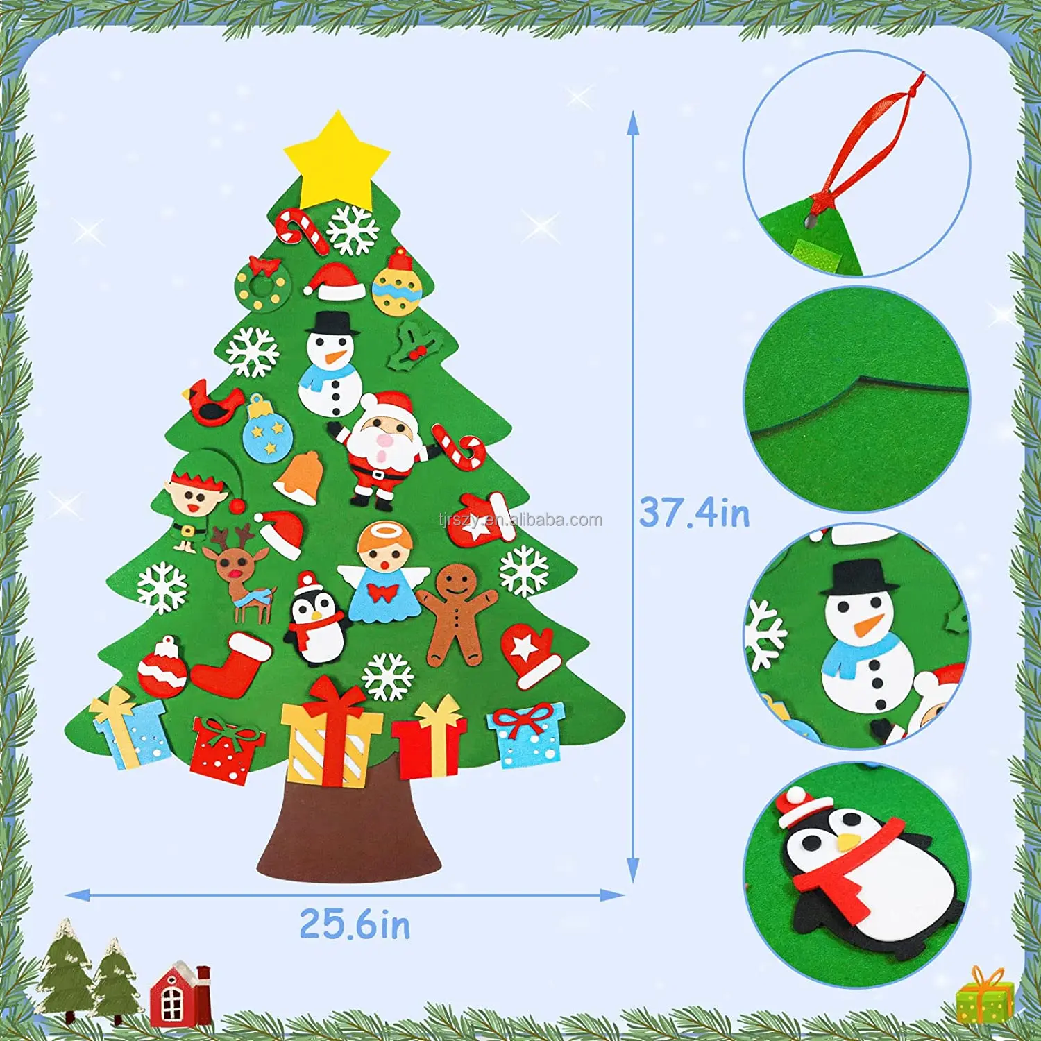 Árbol De Navidad Fieltro Para Niños Pared 32pcs Diy Niños De Navidad Árbol  De Navidad Puerta Colgante De Pared Fieltro Árbol De Navidad De Los Niños -  Buy Árbol De Navidad,Fieltro Árbol,Navidad