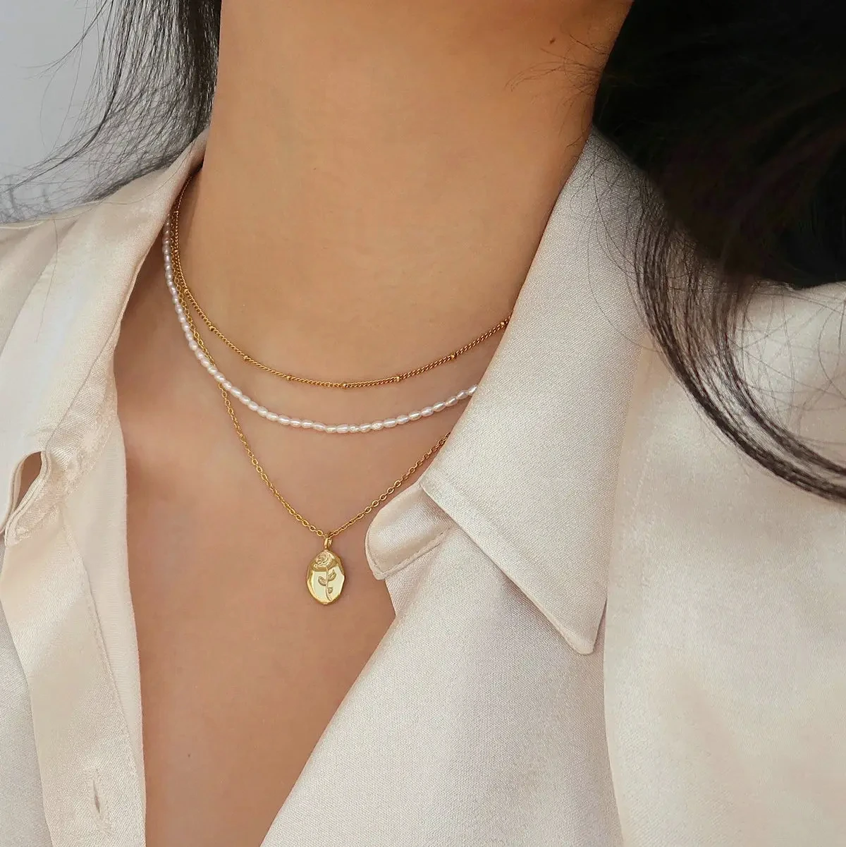 Flower Rose Gold Necklaces