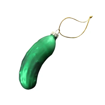 Hand Blown Luxury Green Glass Cucumber   ornaments For Christmas Tree