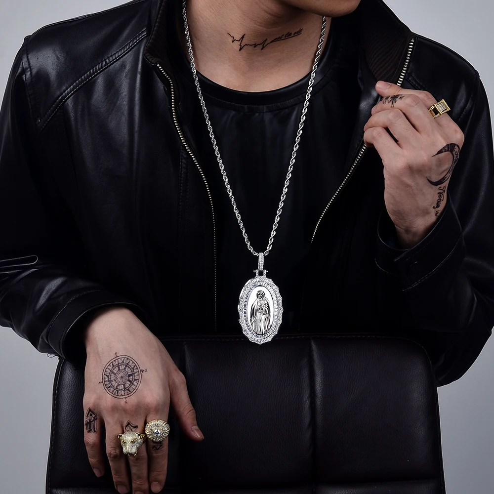 Catholic Religious Items Pendant Gemstone Diamond 925 Sterling