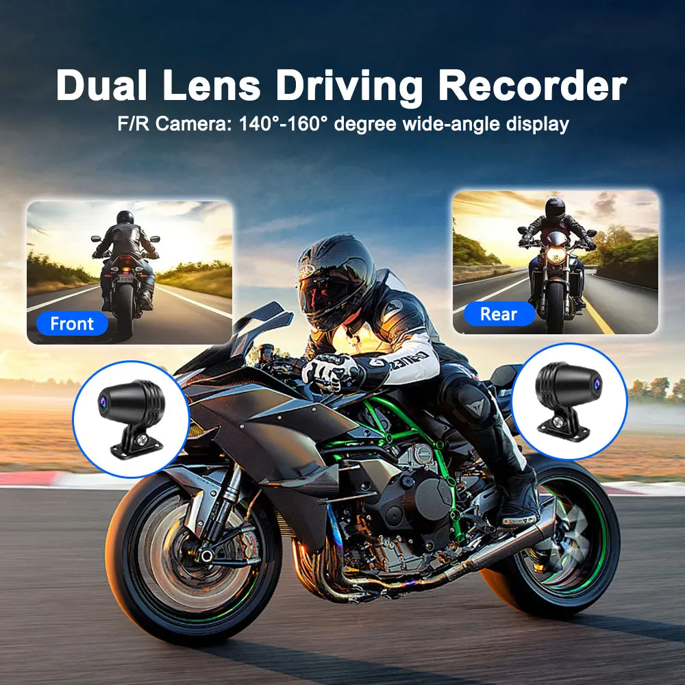 Motorcycle CarPlay Dual Lens DVR Cameras