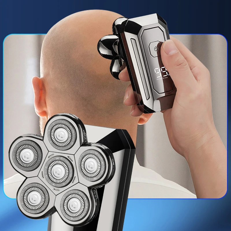 USB Rechargeable Electric Shaver Trimmer Bald Razor Six Blade for Household RV Use Intelligence Beard Shaver for Hotel factory