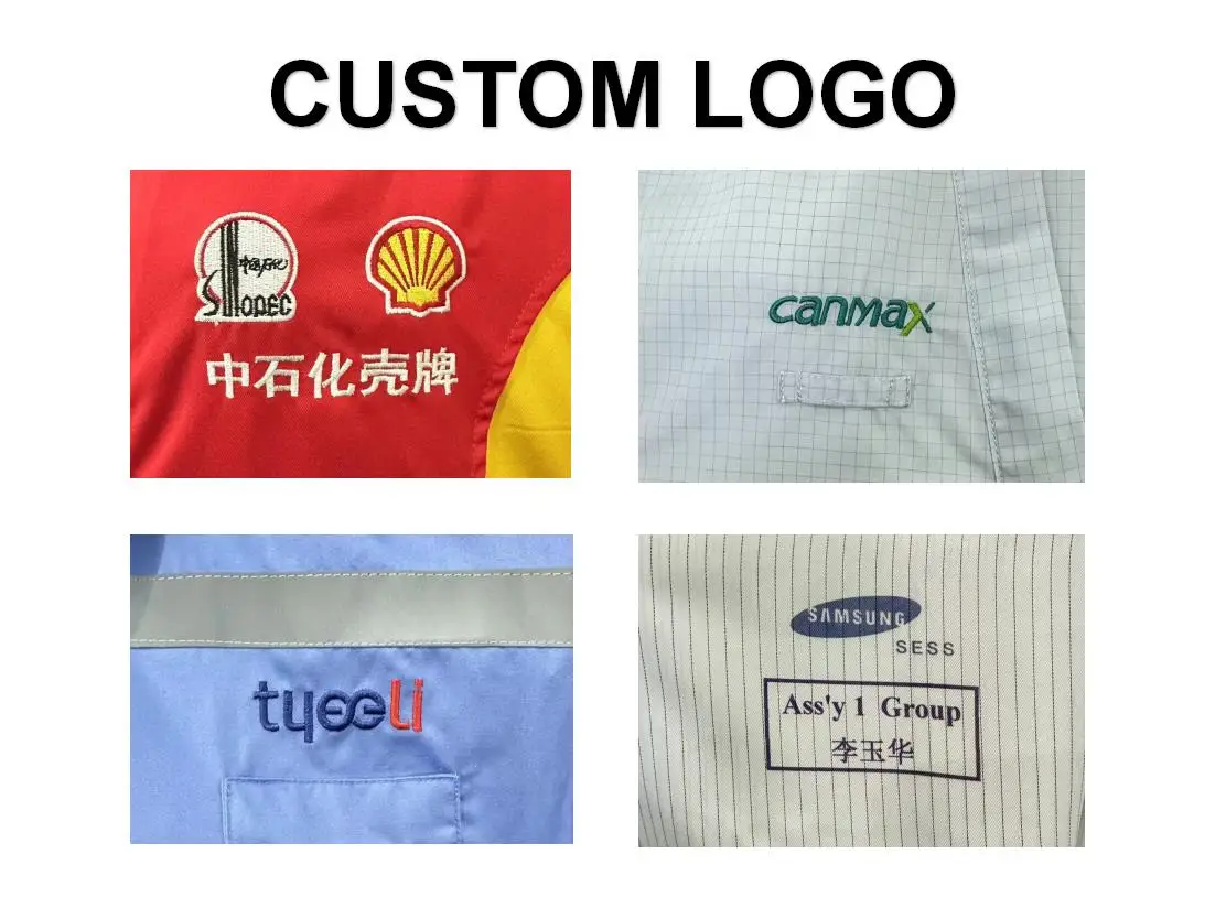 V Neck Reusable Custom Logo Food Industry Worker Uniform Garment Gown ESD Dust Free Polyester Lint Free ESD Cleanroom Lab Smock