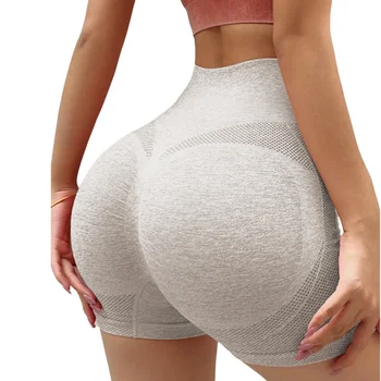 Seamless Frosted Shorts for Women High Waist and Hip Lift Fitness Running Sports Yoga Shorts