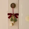 Colgante de campana de pino con lazo rojo-campana doble
