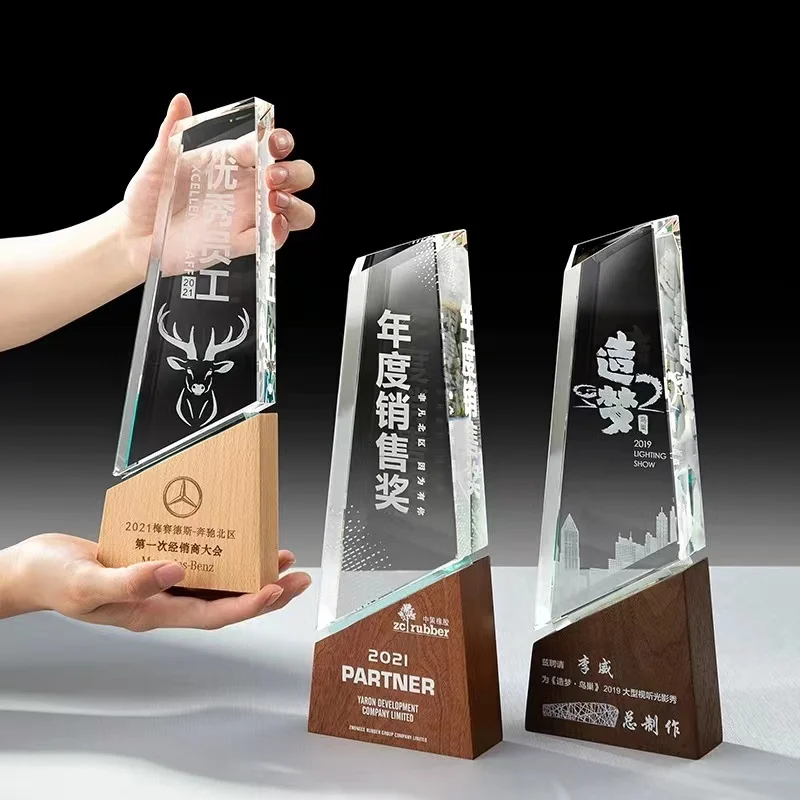 Solid Wood Crystal Trophy Custom Lettering Creative Children's Souvenir ...