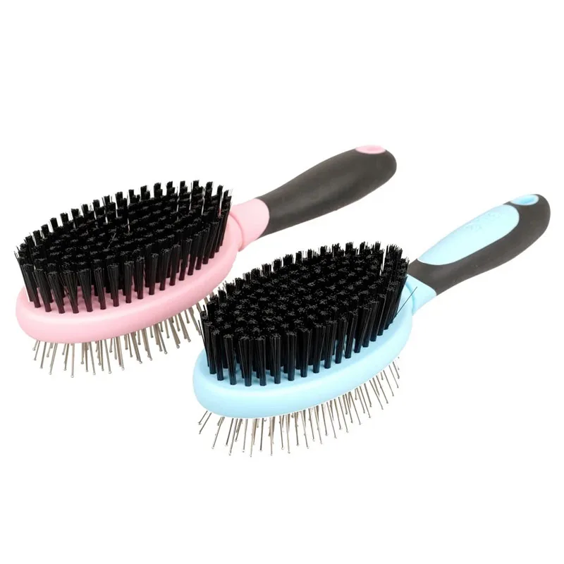 Double Sides Pet Dog Cat Comb Brush Pet Fur Grooming Tool Long Short Hair Blue/Pink